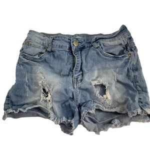 Puzzle Womens Short Shorts Size 5/6 Denim Distressed Holes Frayed Hem Booty
